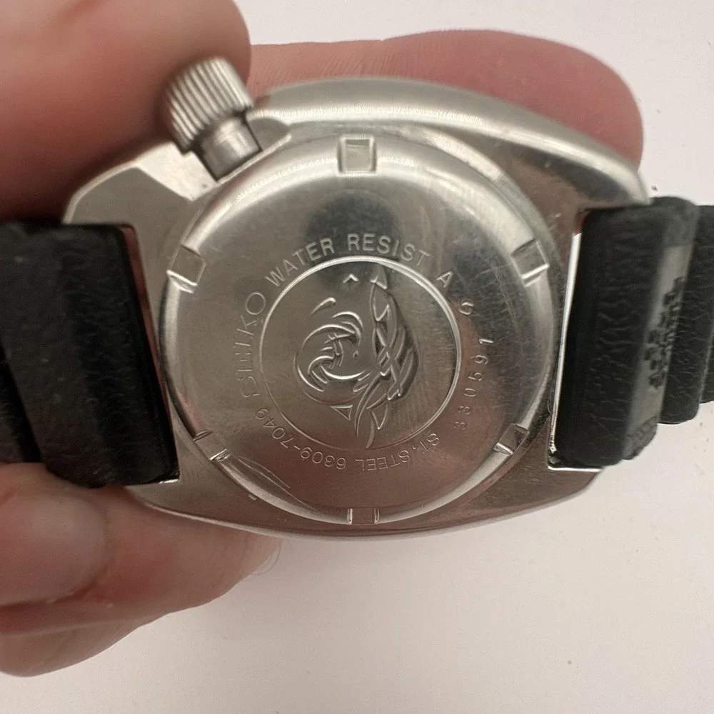 Vintage Seiko 6309-7049 Watch Mens Automatic Diver Black Dial 150m Rubber Strap